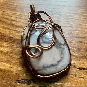 Wave Jasper Handcrafted Wire Pendant